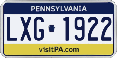 PA license plate LXG1922
