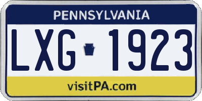 PA license plate LXG1923
