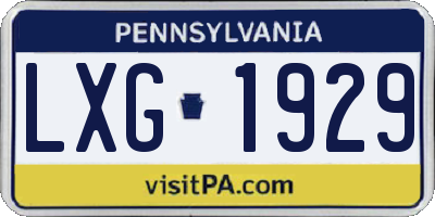 PA license plate LXG1929