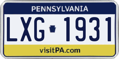 PA license plate LXG1931