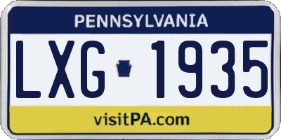 PA license plate LXG1935