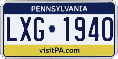 PA license plate LXG1940