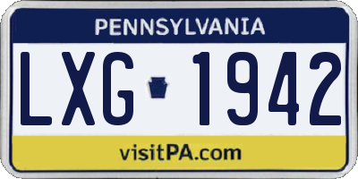 PA license plate LXG1942