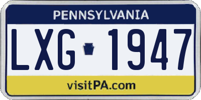 PA license plate LXG1947