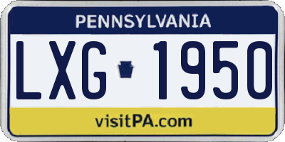 PA license plate LXG1950