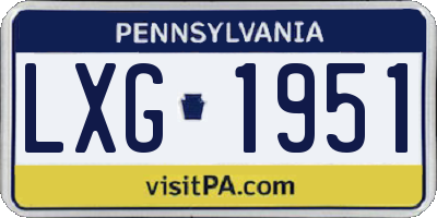 PA license plate LXG1951