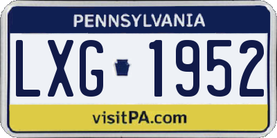 PA license plate LXG1952