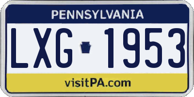 PA license plate LXG1953
