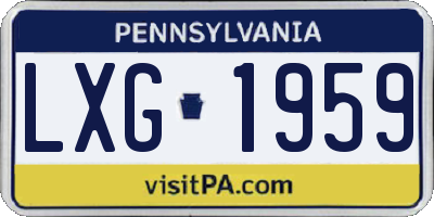 PA license plate LXG1959
