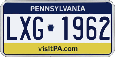 PA license plate LXG1962