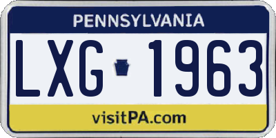 PA license plate LXG1963