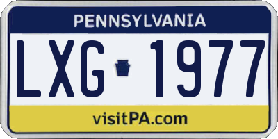 PA license plate LXG1977