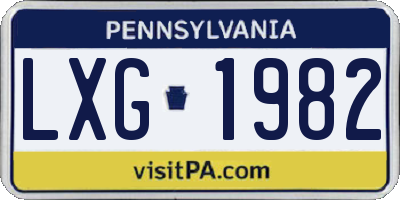 PA license plate LXG1982