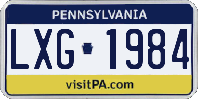PA license plate LXG1984