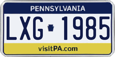 PA license plate LXG1985