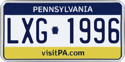 PA license plate LXG1996