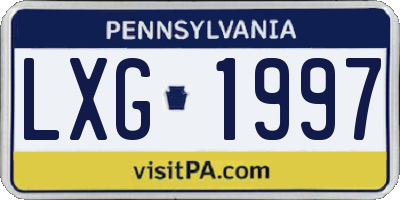 PA license plate LXG1997