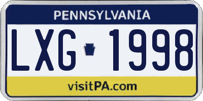 PA license plate LXG1998