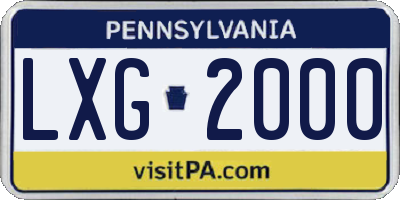 PA license plate LXG2000