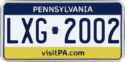 PA license plate LXG2002
