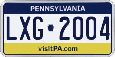 PA license plate LXG2004