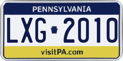 PA license plate LXG2010