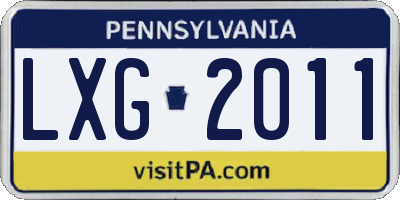 PA license plate LXG2011