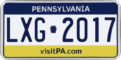 PA license plate LXG2017