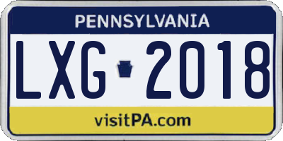 PA license plate LXG2018