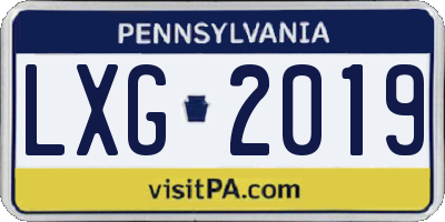 PA license plate LXG2019