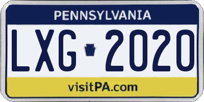 PA license plate LXG2020