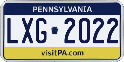 PA license plate LXG2022
