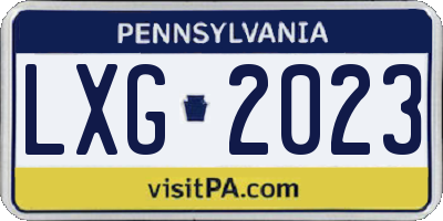 PA license plate LXG2023