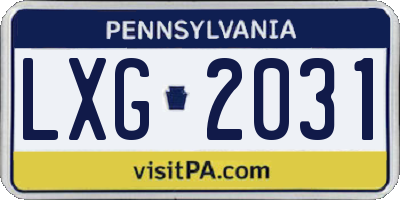 PA license plate LXG2031