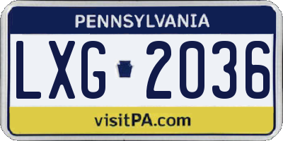PA license plate LXG2036