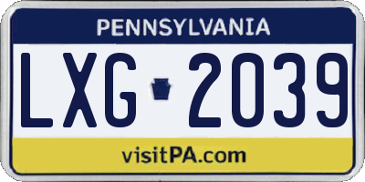 PA license plate LXG2039