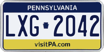 PA license plate LXG2042