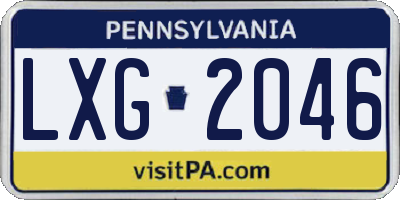 PA license plate LXG2046