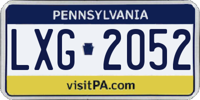 PA license plate LXG2052