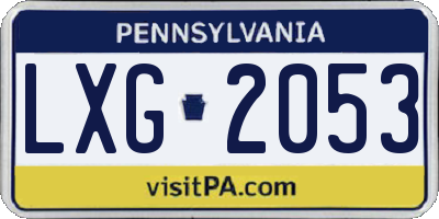 PA license plate LXG2053
