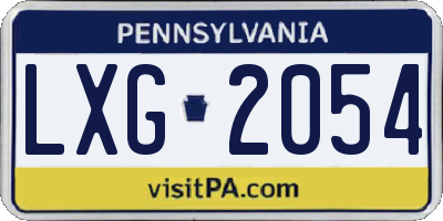 PA license plate LXG2054