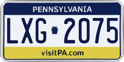 PA license plate LXG2075