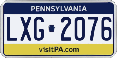 PA license plate LXG2076