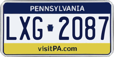 PA license plate LXG2087