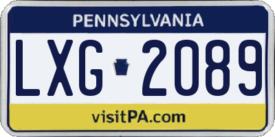 PA license plate LXG2089