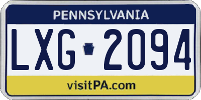 PA license plate LXG2094