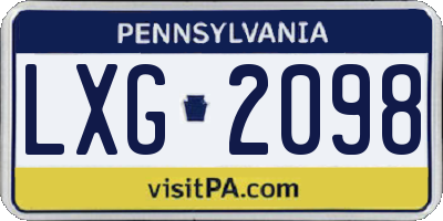 PA license plate LXG2098