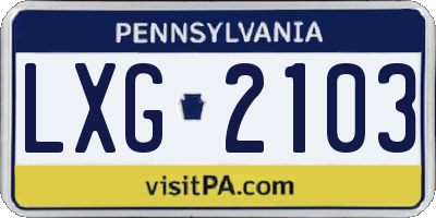 PA license plate LXG2103