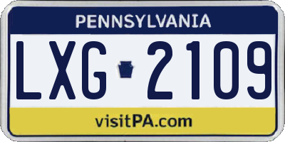 PA license plate LXG2109