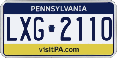PA license plate LXG2110